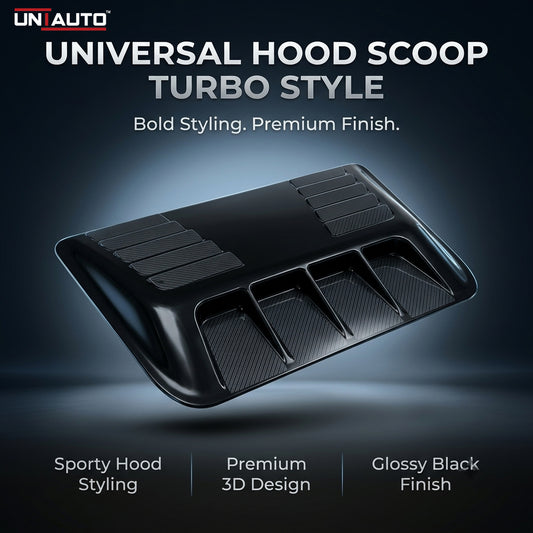 Universal Hood Scoop – Turbo Style | Glossy Black 3D Car Bonnet Scoop for Thar, Thar Roxx, Fortuner, Scorpio N & More