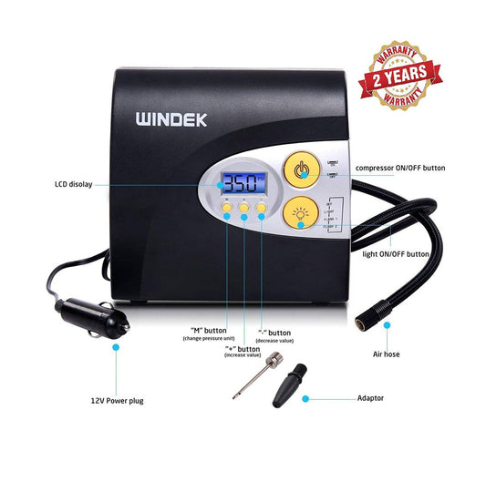 Windek 1902 Portable Digital Tyre Inflator with Flash Light - Uniauto