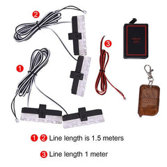 Blue Red LED Flasher with Remote control for font Grill (Set of 4 Pcs) - Uniauto