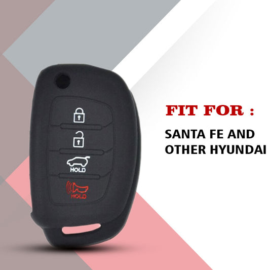 UNIAUTO High Quality Smart Silicone Key Cover For Hyundai Santa Fe Flip (4 button) (KC-01)