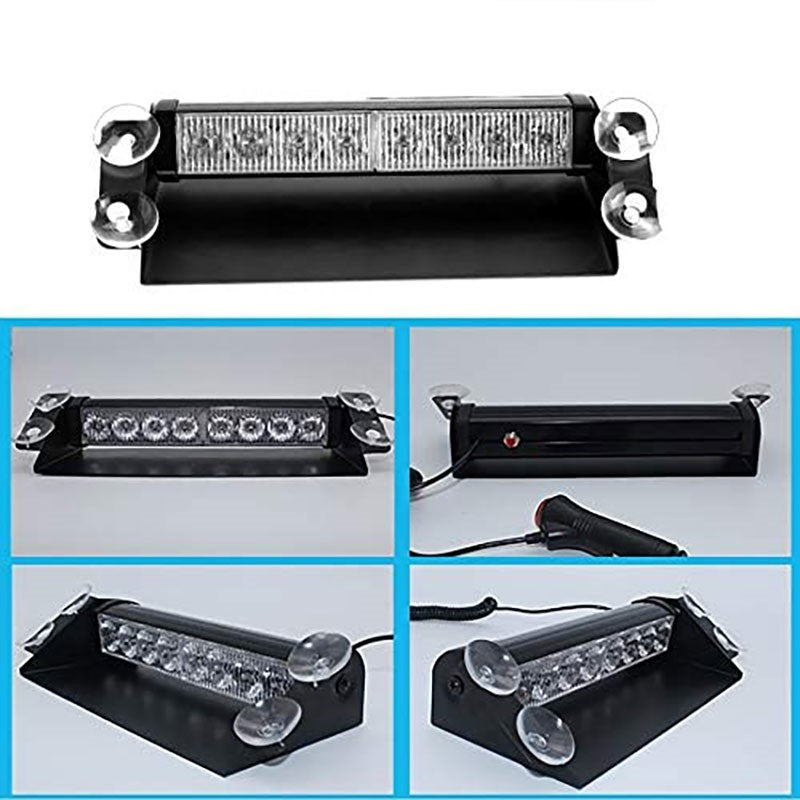 Red and Blue 8 LED Flasher Strobe Light. - Uniauto