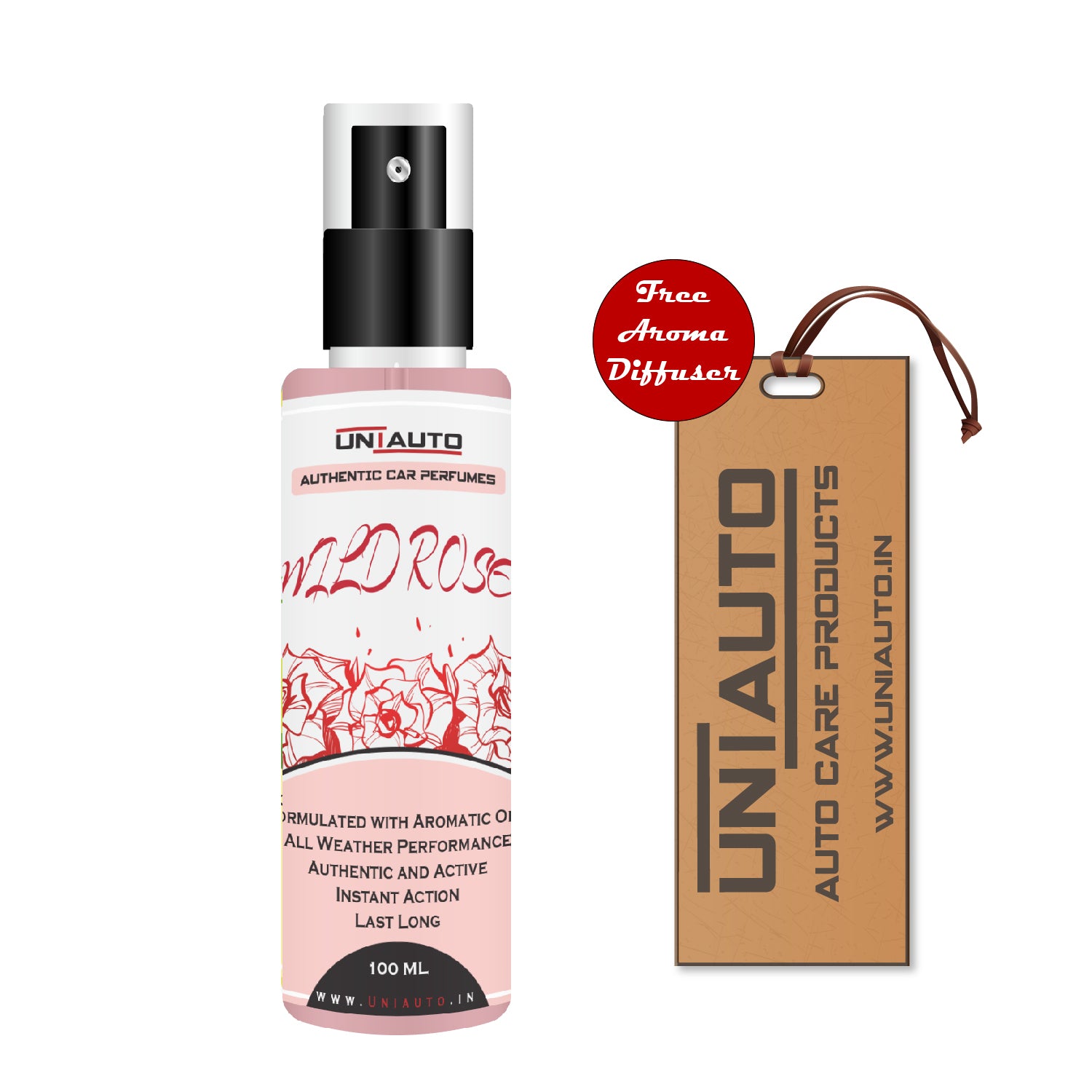 Uniauto Wild Rose – Luxurious Car Perfume for a Romantic and Refreshing Drive – 100ml