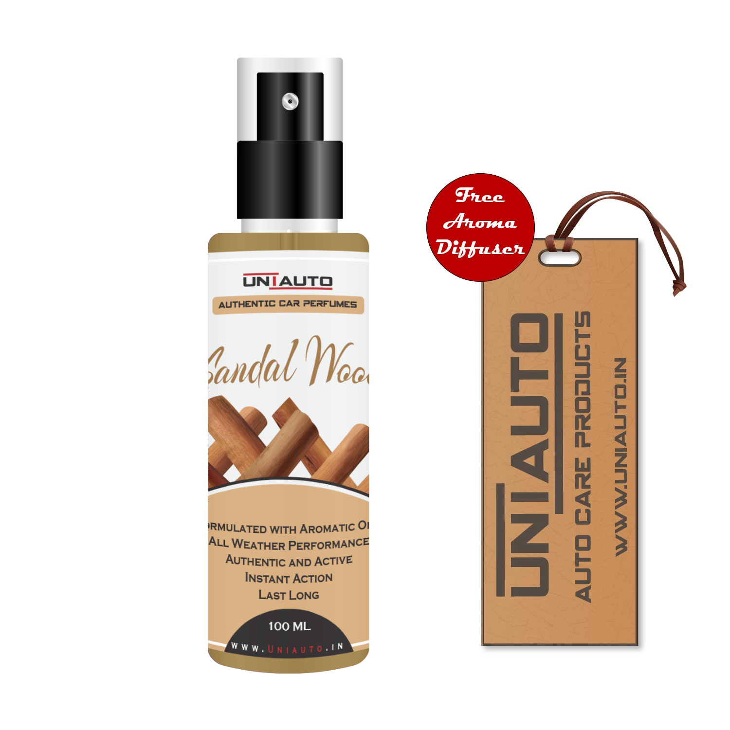 Uniauto Sandalwood – Premium Car Perfume for a Warm and Woody Aroma – 100ml