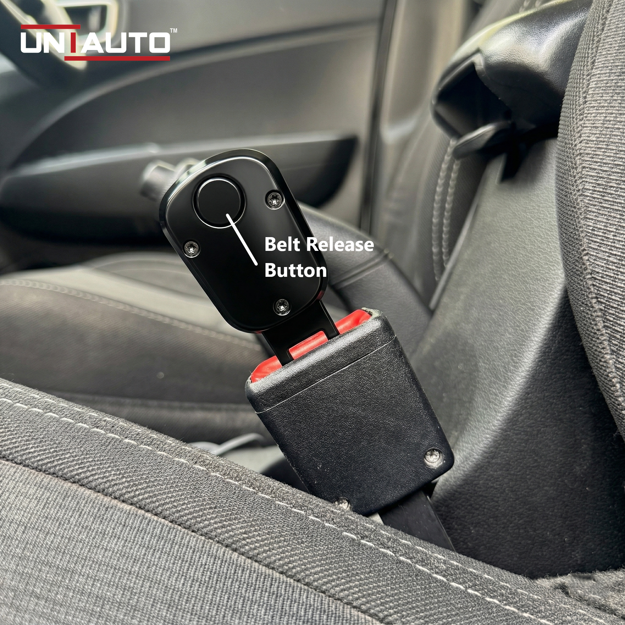 Uniauto customizable 2 in 1 Premium Alarm Stopper and Belt Holder| Black | Seat Belt Buckle