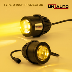 Uniauto 2 Inch Tri-Color Projector Fog Lamp Universal LED Fog Light – White, Yellow & Warm White (Set of 2)