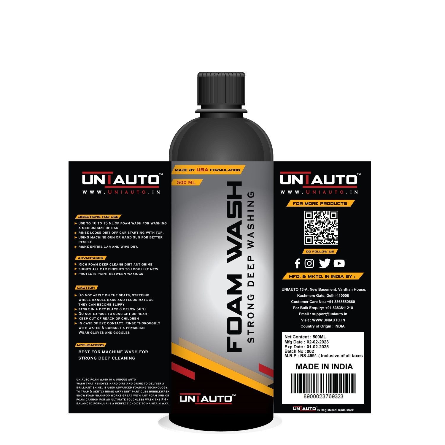 Combo Pack of Foam Wash 500ml and Rust Go 150 ml - Uniauto