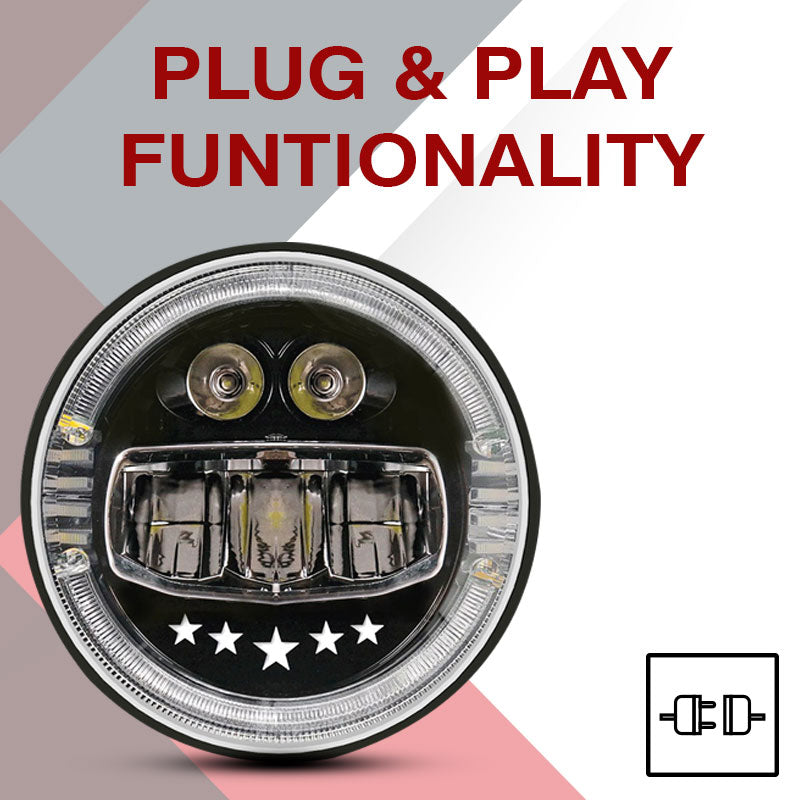 7inch 5 Star new Style LED Headlight with Welcome feature 120W (H4 Plug)