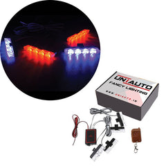 Blue Red LED Flasher with Remote control for font Grill (Set of 4 Pcs) - Uniauto