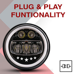 7inch 5 Star Style LED Headlight 120W (H4 Plug) - Uniauto