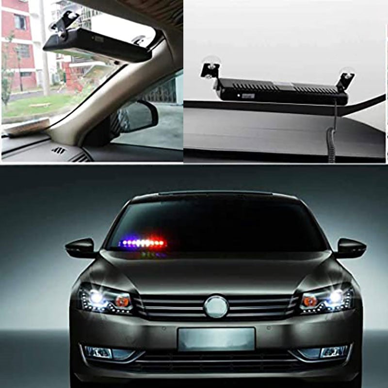 Red and Blue 8 LED Flasher Strobe Light. - Uniauto