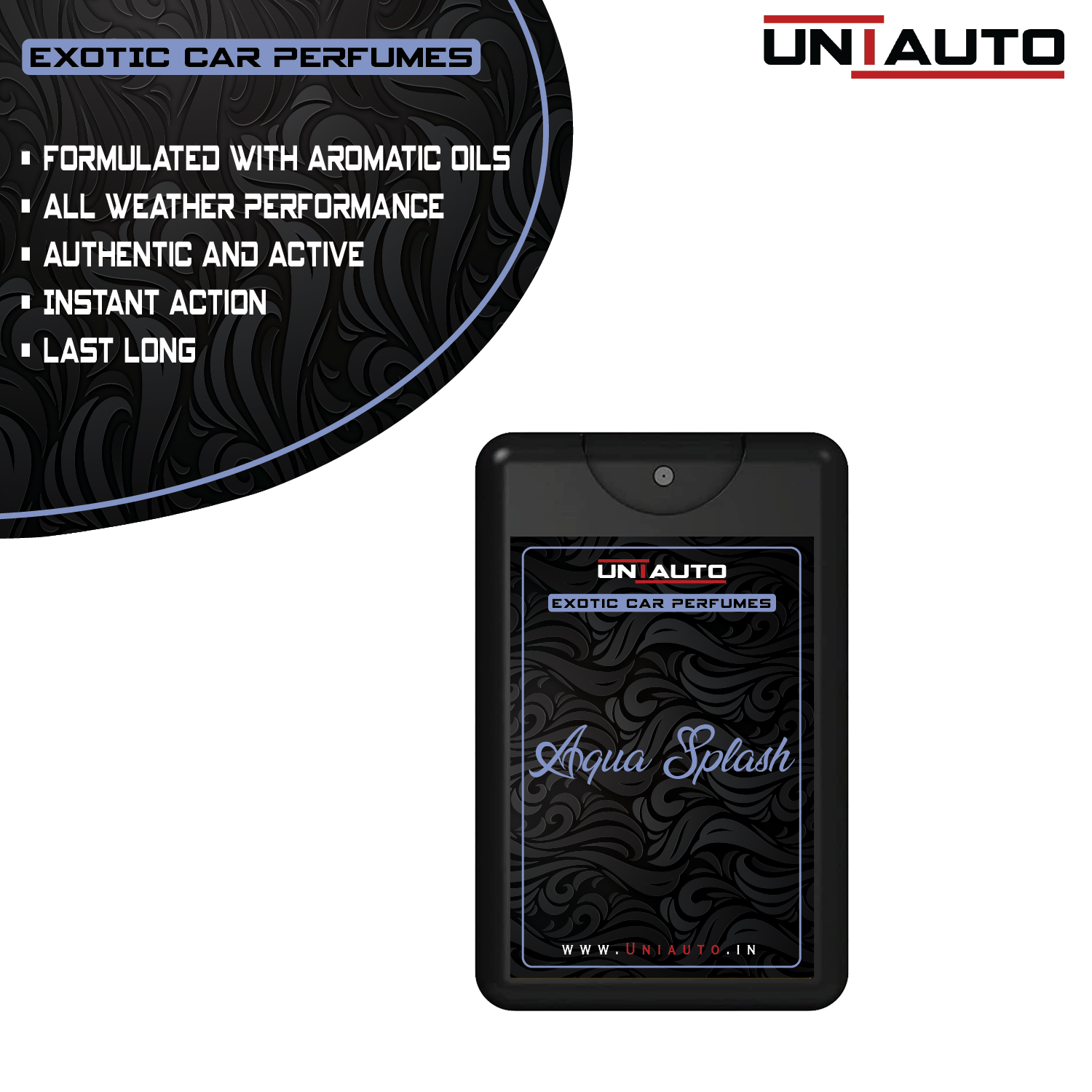 Uniauto Premium Exotic Car Freshener | A Manifestation of Luxurious Aromas (Aqua Splash) - Uniauto