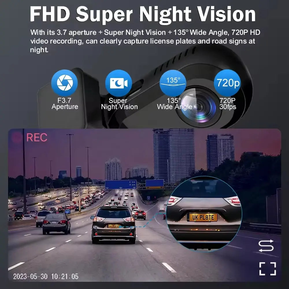 FHD 1080,  Super Night Vision USB Dash Cam for Android Stereo with 360° Rotation and Loop Recording