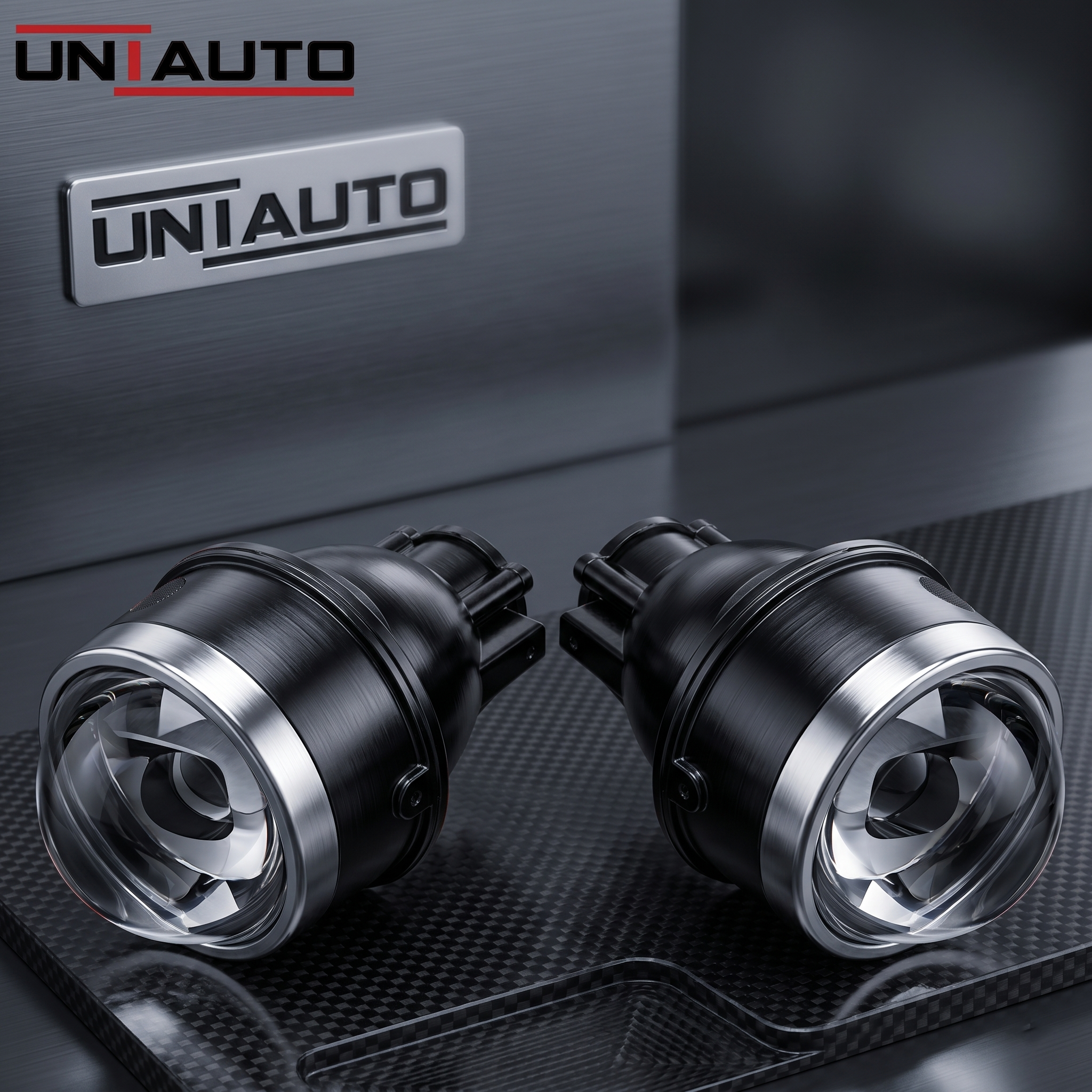 Uniauto 3 in 1 LED Projector Fog Lamp | White, Warm & Yellow Fog Light for Cars