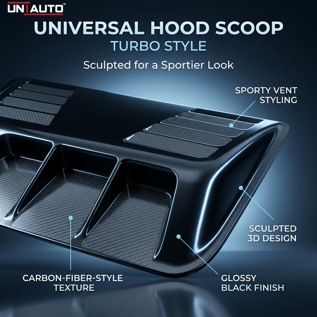 Universal Hood Scoop – Turbo Style | Glossy Black 3D Car Bonnet Scoop for Thar, Thar Roxx, Fortuner, Scorpio N & More