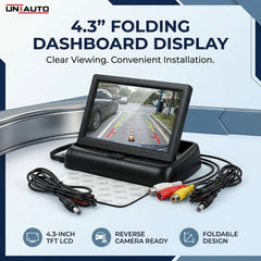 4.3 inch Dashboard Display | Folding TFT LCD Monitor Display for Car Dashboard - Useful for Reverse Parking Camera Output or Any Video Output
