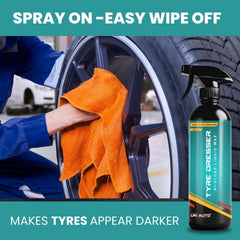 Uniauto Tyre Dresser Hi Gloss Liquid Wax – Premium Car Tyre & Exterior Shine Restorer for Long-Lasting Protection and High Gloss Finish