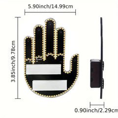 Hand Gesture Car Sign with Remote Control Illuminated Finger Light Sign for Car Back Glass Amber Light Funny Hand Lamp Unit