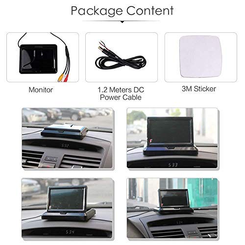 4.3 inch Dashboard Display | Folding TFT LCD Monitor Display for Car Dashboard - Useful for Reverse Parking Camera Output or Any Video Output
