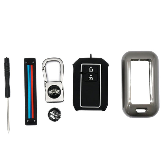 Metal Key Cover for All Maruti Suzuki & Toyota Cars - 2 Button Smart Key