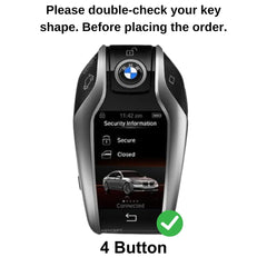 Metal Key Cover for BMW X Series Screen Touch + 4 Button Smart/Proximity Key - Black