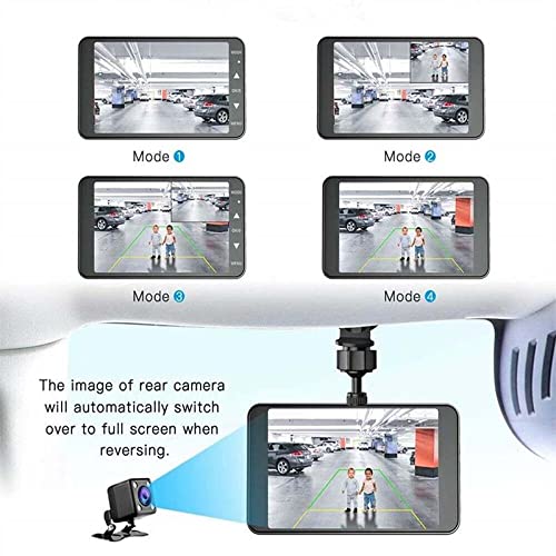 2-in-1 Dash Cam – 4″ Touchscreen DVR with Front & Rear Full HD 1080P Recording with Night Vision