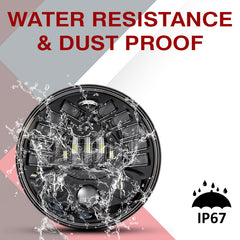 7inch Eagle Style LED Headlight 120W (H4 Plug) | High Beam | Low Beam | White DRL | Yellow Indicator for Thar