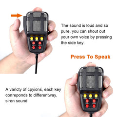 UNIAUTO Car Siren Horn 7 Tone Sound Siren Mic PA Speaker Car System - 80W Emergency Sound Electric Horn-12V - Uniauto
