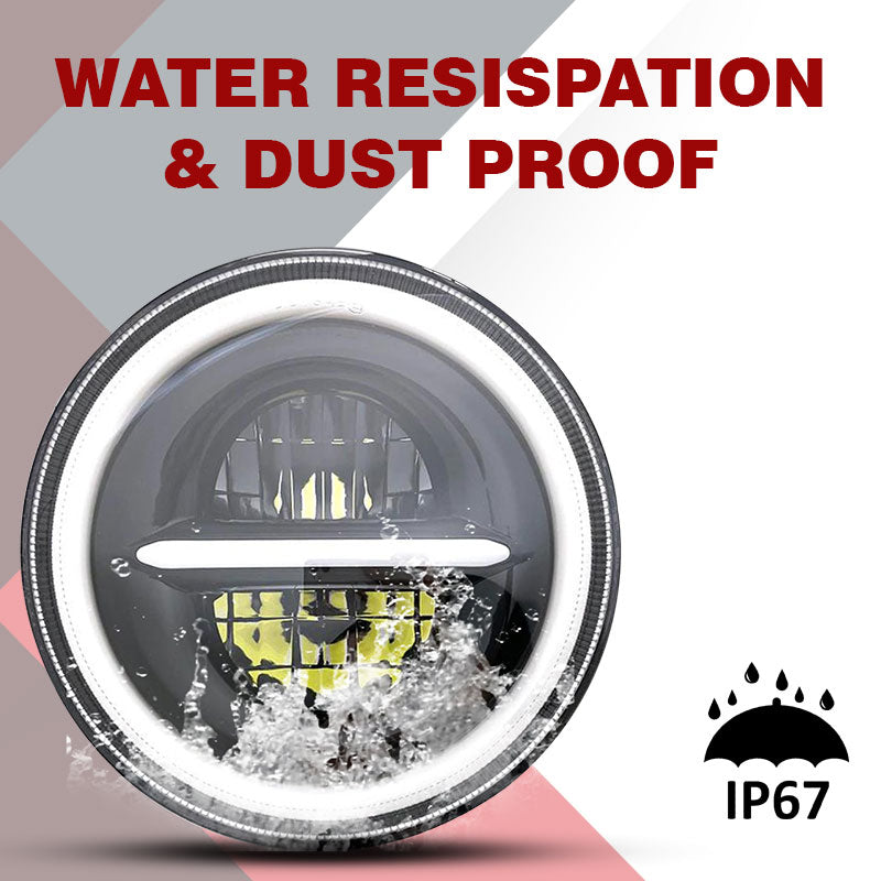 7inch Minus with Ring Style LED Headlight 120W (H4 Plug) | High Beam | Low Beam | White DRL | Yellow Indicator for Thar
