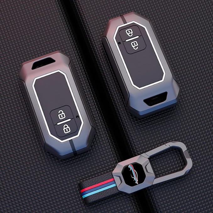 Metal Key Cover for Baleno, Grand Vitara, XL6, Swift, Jimny, Brezza, Ertiga, Fronx, Rumion, Glanza, Hyryder, Taisor 2 Button Smart key