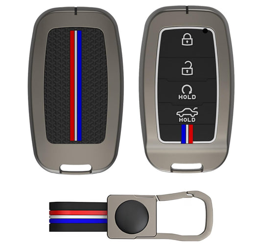 Metal Key Cover for KIA Carens - 4 Button Key