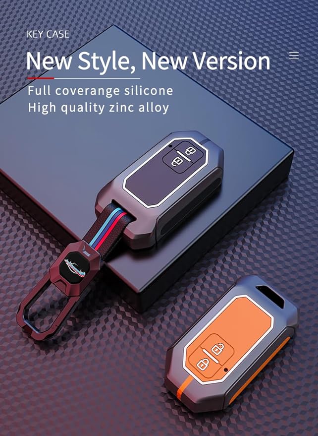 Metal Key Cover for Baleno, Grand Vitara, XL6, Swift, Jimny, Brezza, Ertiga, Fronx, Rumion, Glanza, Hyryder, Taisor 2 Button Smart key