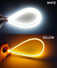 Daytime Running Light | Sequential Flow Universal Ultra-fine 60cm DRL | Flexible | Soft | Tube Guide Car LED Strip | White and Yellow Color