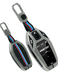 Metal Key Cover for BMW X Series Screen Touch + 4 Button Smart/Proximity Key - Black