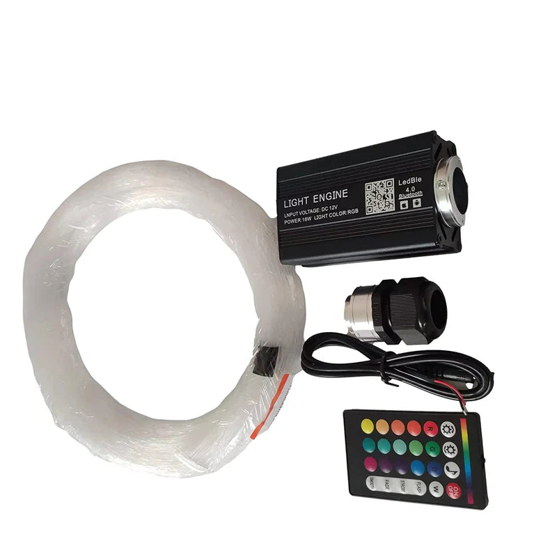 Star Ceiling Light Kit| 16W Fiber Optic (Rolls Royce Style) RGBW APP+Music Control Sound Sensor Light Source | with 28key RF Musical Remote and Fiber Cable 450pcs 0.75mm 9.8ft/3m for Car and Home