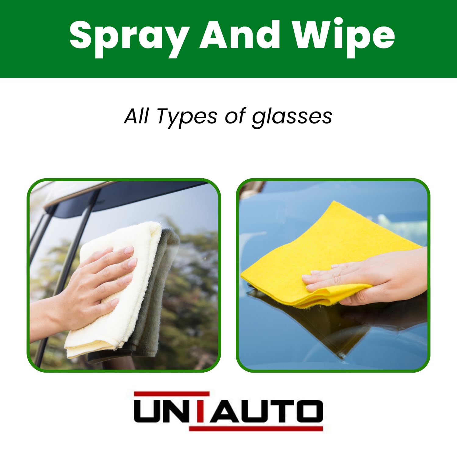 Uniauto Advanced Streak-Free Glass Cleaner for a Crystal Clear, Spotless Shine