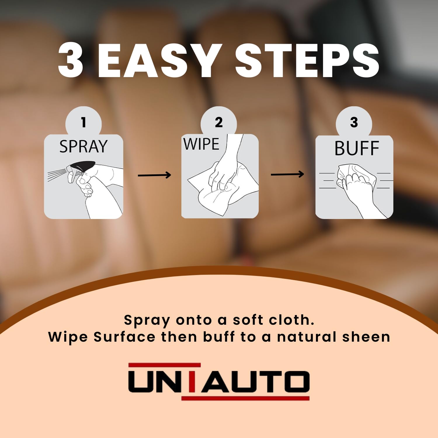 Uniauto Leather Dresser – Premium Leather Cleaner for Cars | Restores & Retains Natural Look