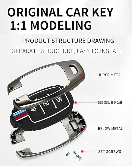 Metal Key Cover for Hyundai Grand i10 NIOS, Asta, Venue, i20, Aura, Exter, Creta, Elantra - 3 Button Smart Key