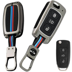 Metal Key Cover for Tata Tiago, Nexon, Altroz, Safari, Storme, Tigor, Punch, Hexa | 3 Button Flip Key