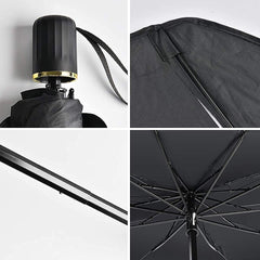 Foldable Car Windshield Sunshade Umbrella with UV protection. Keeps car interior cool, blocks heat & sunlight. Universal fit, easy to use.
