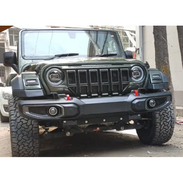 ABS Wrangler-Style Bumper for Mahindra Thar ROXX | Airbag & Sensor Compatible | Winch-Ready Design