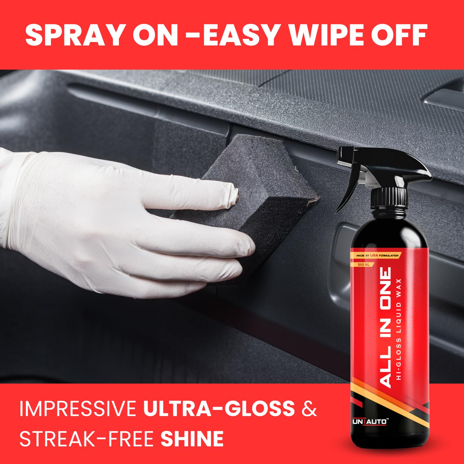 All-In-One Hi Gloss Liquid Wax | Interior Dashboard and Exterior Wax | Shines As Good As New