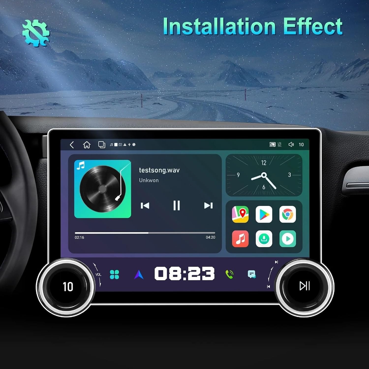 Gemstone 10.1'' 2K QLED Android Car System – 4GB RAM, 64GB Storage, Dual Knob & Camera Support