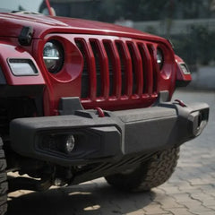 ABS Wrangler Style Bumper with Air Bag and Front Sensor Activation for Mahindra Thar | With Winch Provision