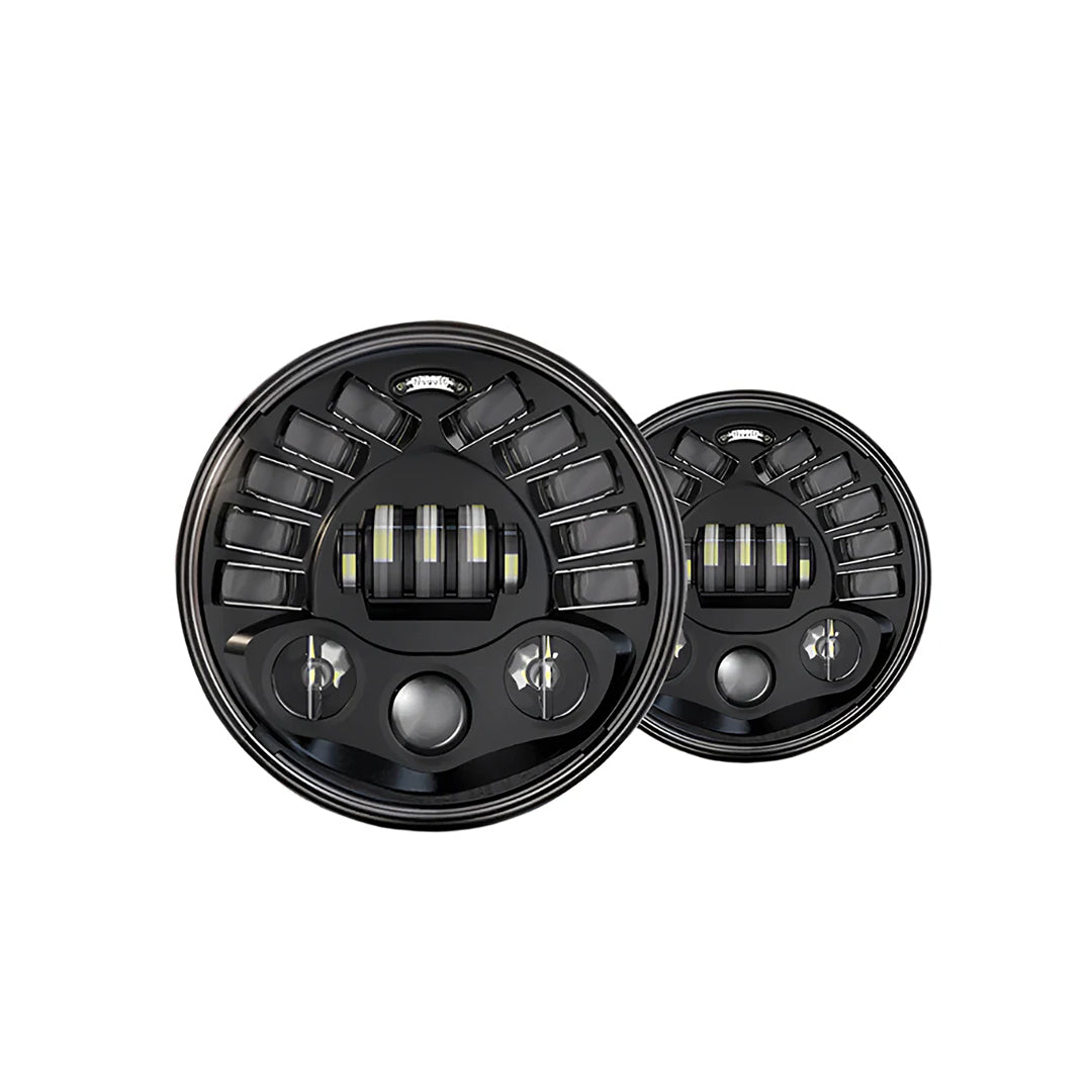 7inch Eagle Style LED Headlight 120W (H4 Plug) | High Beam | Low Beam | White DRL | Yellow Indicator for Thar
