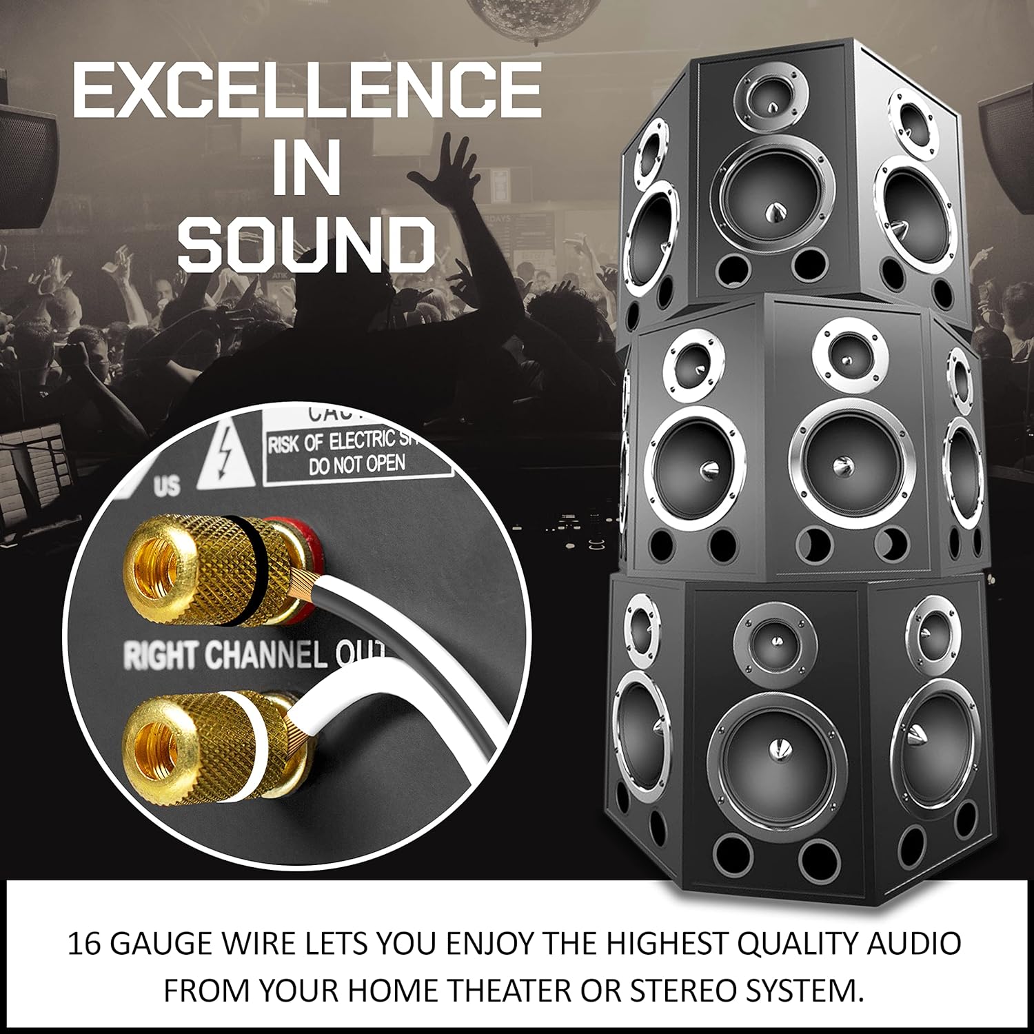 High-Purity 100% Copper Speaker Wire Roll - 50 Yards, 16/36 Gauge | Enhanced Sound Performance