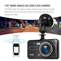 2-in-1 Dash Cam – 4″ Touchscreen DVR with Front & Rear Full HD 1080P Recording with Night Vision