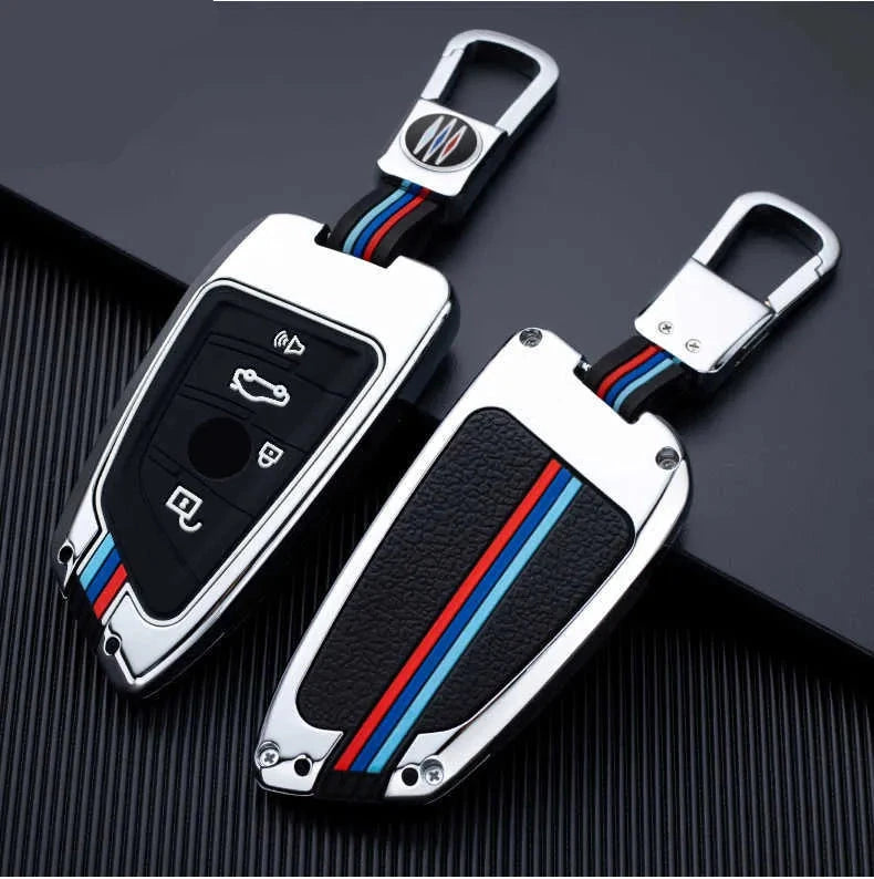 Metal Key Cover for  BMW X1 X3 X5 X6 BMW Series 1 2 5 7 Keyless Entry (4 Button)