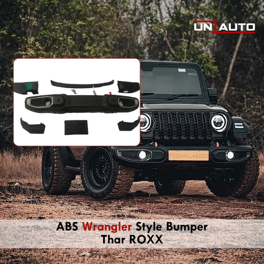 ABS Wrangler-Style Bumper for Mahindra Thar ROXX | Airbag & Sensor Compatible | Winch-Ready Design