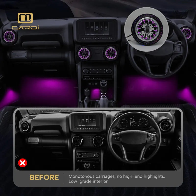 Cardi Ambient Smart LED AC Vent Kit for Thar & Thar Roxx, 8-in-1 Atmosphere Lamp K4 Plus with App Control