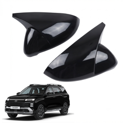 Batman Style ORVM Covers for Hyundai Alcazar  | Premium Gloss Black Mirror Covers